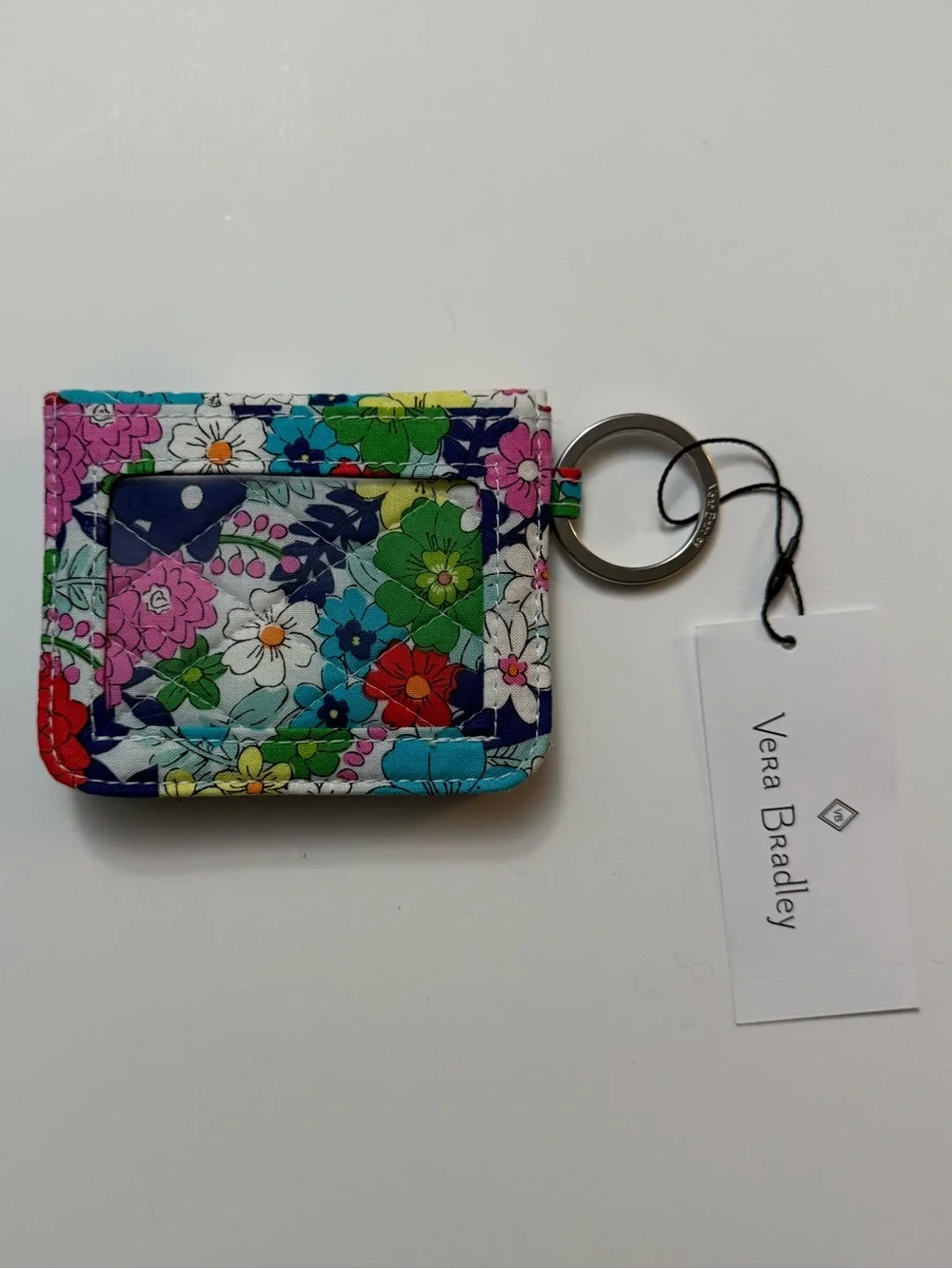 Vera Bradley Floral Quilted Card Holder with Key Ring - Navy Multicolor